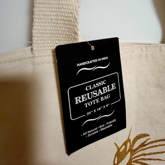 Classic Reusable Cotton Canvas Tote Bag NWT - Picture 2 of 2